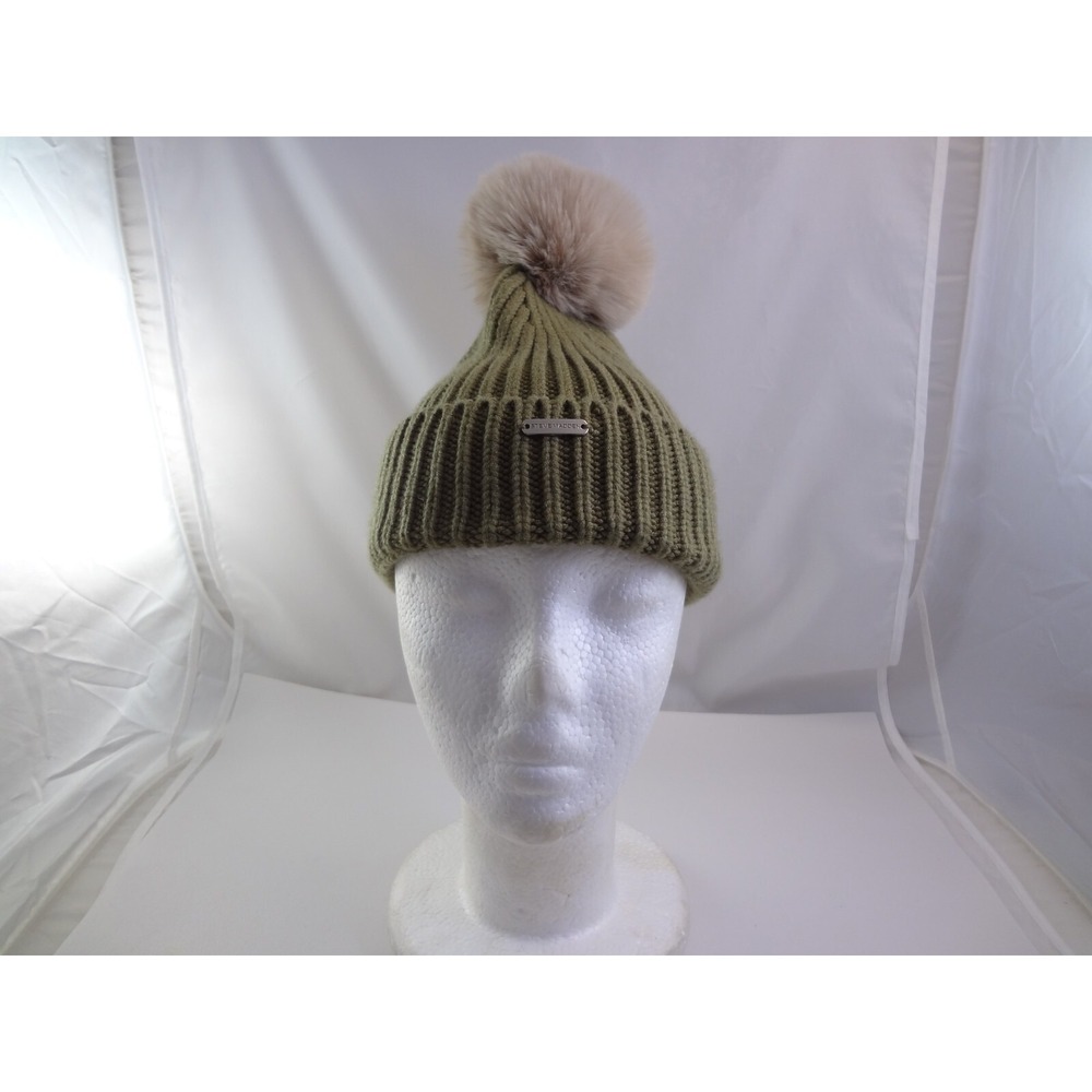 Steve Madden Beanie PomPom Hat Khaki